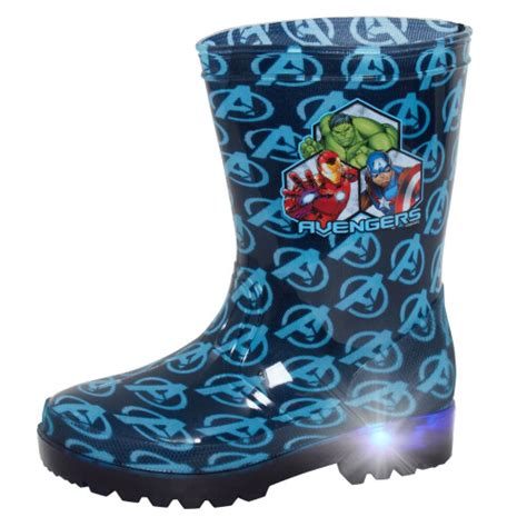 Marvel Avengers Light Up Boys Wellington Boots Super Hero .